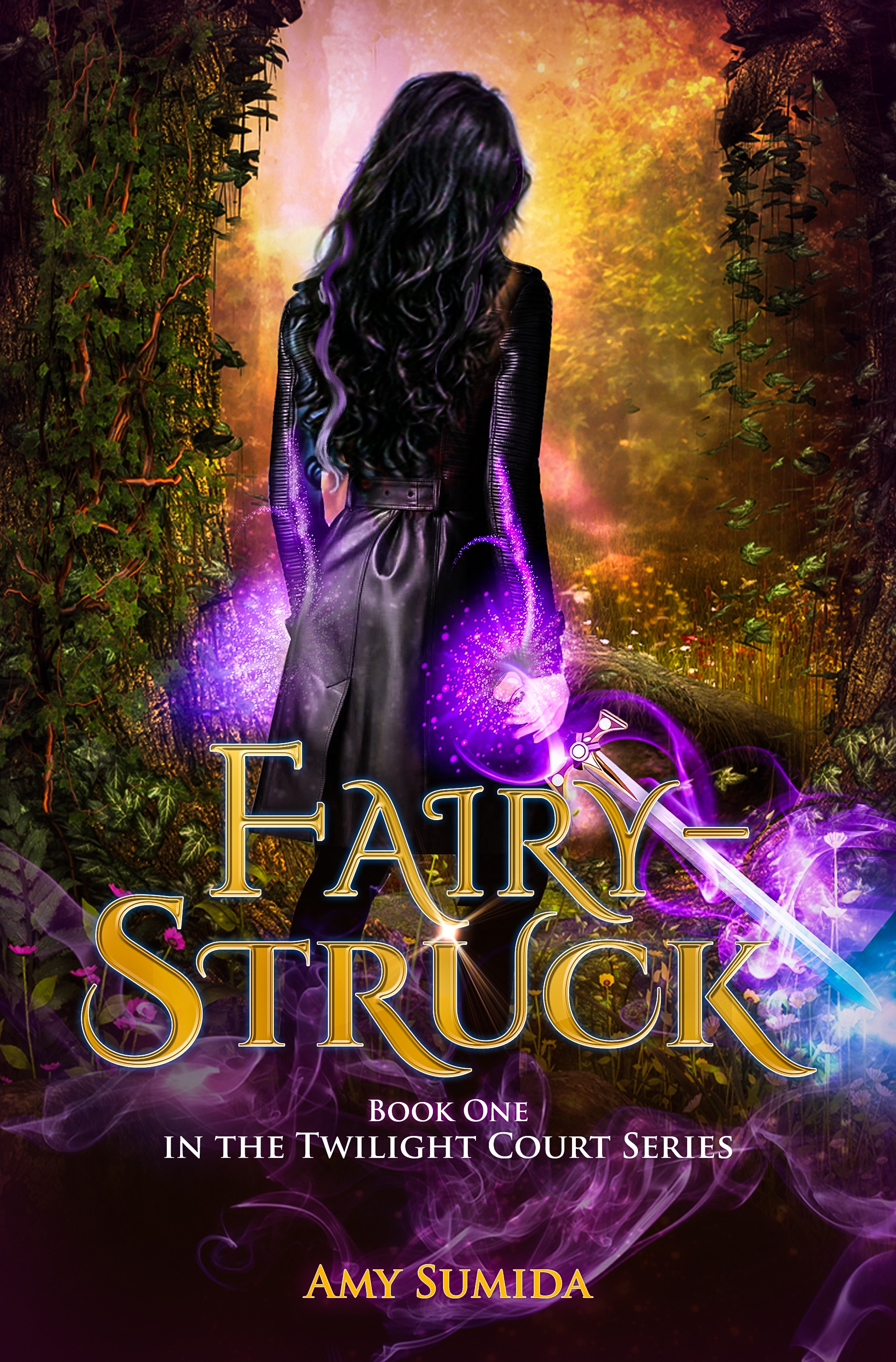 Fairy-Struck - Book One in the Twilight Court Series book cover shows fairy with sword.
